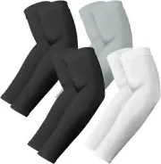 YESLIFE UV Sun Protection Arm Sleeves for 4 Pairs-2 Black, 1 White, 1 Grey
