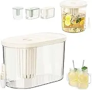 4.5L Drink Dispenser with Tap,Fridge Beverage Water Dispenser with Leak-Proof Spigot Plastic Cold Drink Juice Beverage Dispenser Jug for Pool Party & Family Gatherings Drink,Juice,Iced Tea,Lemonade