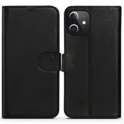 For iPhone 12 Pro Max Case Fashion Cowhide Genuine Leather Wallet Cover Black