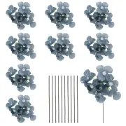 10 Sets Artificial Hydrangea Flower Heads with Stems for Bouquet,Dark Blue