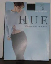 Hue Size 2 Opaque Sleek Control Top Black TALL Sheers Ultra Comfort Waistband