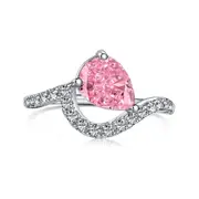 ANYCO Ring S925 Sterling Silver Pink Rings Sapphire Pear Shape Diamond CZ 8A Stone Rings Jewelry Women