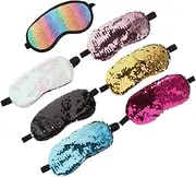 BEBEMOKO 7Pcs Sequin Sleep Masks Creative Travel Eye Covers for Light Blocking for Home Hotel and Travel Soft and Comfortable Blindfolds for Restful Sleep