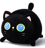 Black Cat Plush Toy Black Cat Pillow,14” Soft Fat Black Cat Stuffed Animals Cat
