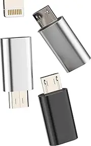 Lightning to Micro USB Adapter (3Pack) for iPhone Charger Female Connector Adapter Charging Port Adaptor for Apple Cable Adapter Plug Android Mobile Charger Converter Compatible for Samsung