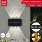 LED Solar Powered Fence Wall Lights Garden Lamp Step Path Decking Outdoor 2PCS