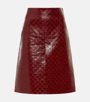 [Gucci] Gucci GG embossed leather midi skirt AU 12 red