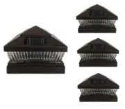 4 Pcs Brown Solar Garden Outdoor Cap Post Light 6X6 Plastic with 5 LED Bulbs