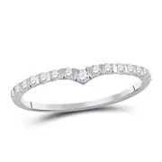 14k White Gold Round Diamond Chevron Stackable Band Ring 1/4 Cttw