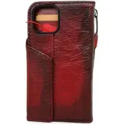 Genuine Leather case for Iphone 15 14 13 12 11 Pro Max Wallet Diy SE Red Wine De
