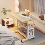Adjustable Height Standing Desk for Small Spaces with Wheels and Storage - Oak