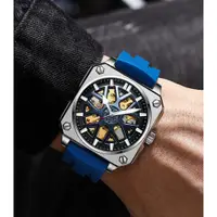 在飛比找蝦皮商城精選優惠-男士機械錶全自動手錶防水鏤空矽膠錶帶方形手錶腕錶現貨禮物時尚
