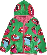 [GuoChe] Girls Sherpa Lined Valentine's Day Lips Kisses Tongue Retro Green Toddler Boy Winter Jackets pink Simple Baby Boy, Valentine's Day Lips Kisses Tongue Retro Green, 3 Years