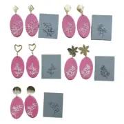 Silicone Clays Earring Tools with Birth Month Flower Designs Texture Mat Set