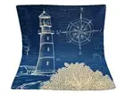 Lighthouse Sailing Compass Nautical Coastal Beach Throw Pillow Cover Home Decor