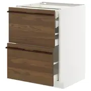 METOD / MAXIMERA base cb 2 frnts/2 low/1 md/1 hi drw, white/Stensta dark brown ash veneer, 60x60x80 cm