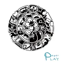 在飛比找momo購物網優惠-【Paper Play】創意多用途防水貼紙-趣味黑白手繪塗鴉