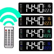 Large LED Digital Wall Clock ABS Temperature Date Day Display USB Remote Control