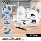SOGA White Antler Printed Ceramic Dinnerware Crockery Round Bowl Plate Set of 20