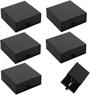 GYWHOOFT 6 Pack Black Mini Jewelry Gift Boxes with Lids, Premium Cardboard with Built In Black Sponge, for Bracelets Necklaces Earrings Ring Jewelry Gift (3.5x3.5x1.37 Inch)