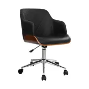 Artiss Wooden Office Chair Computer PU Leather Desk Chairs Executive Black/Grey
