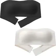 [KEOYA] Girl Strapless Bra Bandeau Tube Top Bralettes Seamless Wireless Bras with Detachable Adjustable Straps