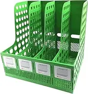 Office 4 Compartment Desktop Folder Organizer Rack/File Storage, Green