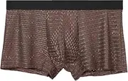 [Generic] Men's Boxer Brief Underwear Ice Silk Mesh Breathable Underpants See Through Mesh Sexy Lingerie Shorts