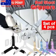 4-8x Triangle Fitted Sheet Strap Clips Grippers Mattress Bed Suspenders Holder