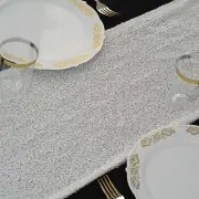 12"x108" White SEQUIN TABLE RUNNER Wedding Party Catering Event Reception Linens
