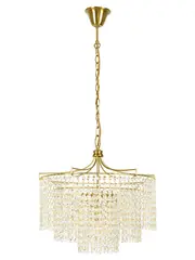 Sarita 5 Light Crystal Chandelier or Close-To-Ceiling Fitting in Aged Brass
