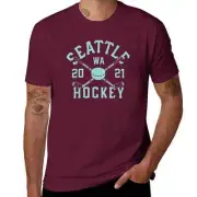 Seattle Kraken NHL Hockey Sticks And Puck T-Shirt Medium Maroon