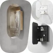 QLD 900x450mm Otti NOOSA Pill Shaped Bathroom Mirror Shaving Cabinet / 3 Colours