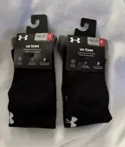 Under Armour Over the Calf UA Team Cushioned Socks 2 Pairs Youth 13.5-4.5 BLACK