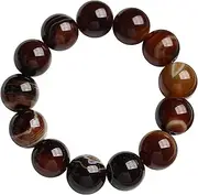 [QSAENHA] Natural Moss Agate Bracelet 16mm Buddha Beads Chakra Stones Carnelian Feng Shui Bracelet for Men Women Vacation Style Meditation Ornament Reiki Healing Spiritual Wealth Overall Well-Being/1949