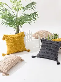 在飛比找松果購物優惠-歐式波西米亞風格抱枕 棉麻流蘇可拆卸含芯枕套 (5.6折)