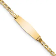 7 Inch 14K Semi-Solid Soft Diamond Shape Anchor Link Id Bracelet