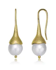 Genevive 14K Over Silver 11.5-11.5mm Pearl Earrings
