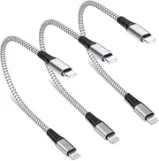 [Apple MFi Certified] Short USB-C to Lightning Cable, 3Pack 8 Inch Nylon Braided iPhone Charger Power Delivery Type C Fast Charging Cable Data Syncing Cord for iPhone 14/13/12/11/XS/XR/XS/X/8/7/iPad