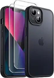 JETech 3 in 1 Matte Case for iPhone 13 Mini 5.4-Inch with 2 Pack Tempered Glass Screen Protectors, Translucent Frosted Shockproof Phone Cover (Black)