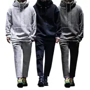 Men's Sports suit Loose Casual Simple Hooded Sweater Pants Two-piece Set