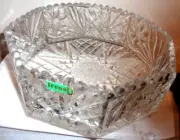 Irena 24% Lead Oxide Cut Crystal Large Heavy Octagonal Fruit Bowl Made In Poland