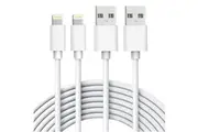2 Pack 2m Long Data Transfer Charger Charging USB Cable Cord for Apple iPhone iPad iPod Bulk White TPE Plastic