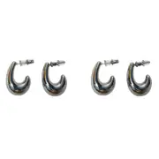 2PK Urban Bambi Hoop Earrings Women's Fashion Elegant Party Jewellery Silver