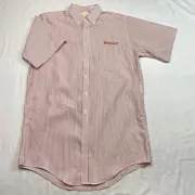 Riverside Mens Top sz 16.5 Red Short Sleeve Button Up Budweiser VINTAGE NEW