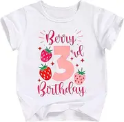 [ZOELNIC] 3rd Birthday Shirt Baby Girls Three Year Old Tops Third Birthday T-Shirt Clothes Outfit