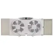 9 In. Remote Control Electronically Reversible Twin Window Fan with Thermostat
