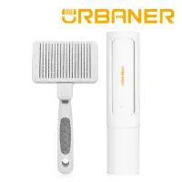 在飛比找momo購物網優惠-【URBANER 奧本】貓用伸縮除廢毛針梳+靜電清毛圓筒刷C