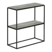Furinno Moretti Engineered Wood 2-Tier Wide Stackable Shelf in French Oak Gray