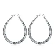 925 Sterling Silver Tarnish-Resist 1.5"*1.26" Medium TearDrop Tube Hoop Earrings